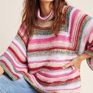 Anthropologie Boho Striped Sweater with Bell Sleeves.